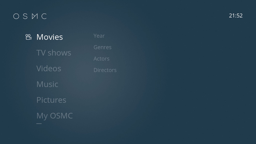 Les menus OSMC