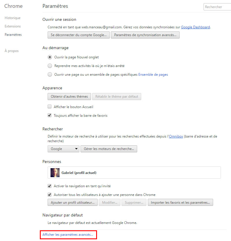 google chrome supprimer cache