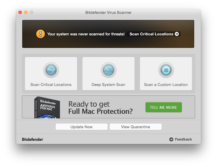 Le logiciel antivirus Bitdefender Virus Scanner For Mac