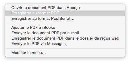 Menu déroulant PDF osx